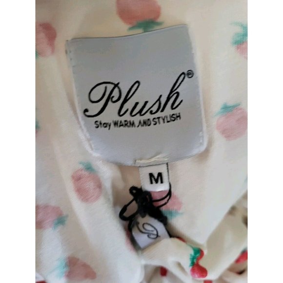 New Plush Apparel 2 Pc Pajama Set Strawberries Short Sleeve Long Oants Sz M - Picture 9 of 10